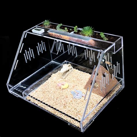 reptile insect spider acrylic cage transparent breeding display box vivarium lid breeding