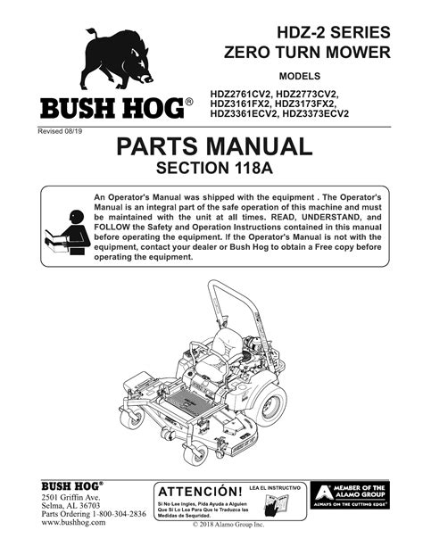 bush hog  turn mower hdz  professional serie parts manual manualzz