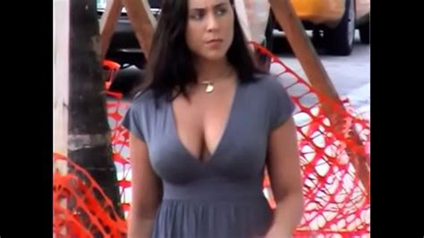 busty candid milf with tight top walking down the street