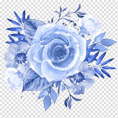 blue rose illustration blue flower watercolor painting blue floral