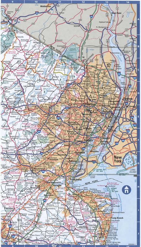 map   jersey northernfree highway road map nj  cities towns