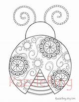Coloring Ladybug Doodles Zentangle Zendoodle Zen Mandalas Verkauft sketch template