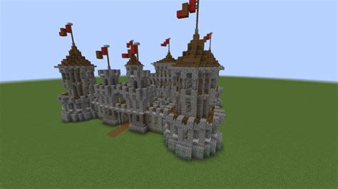 castle  kings hall medieval rustic build schematic minecraft map