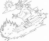 Skiing Downhill Coloring Boy sketch template