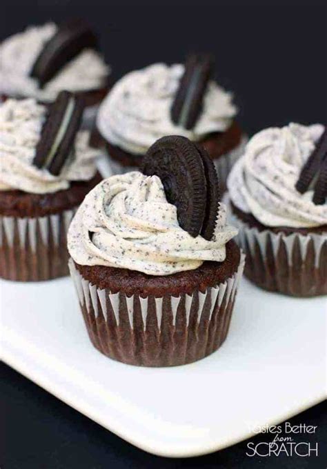 chocolate cupcakes with oreo cream frosting tastes better from scratch