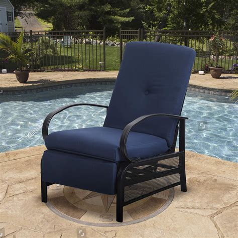 mf studio patio recliner chair metal adjustable  outdoor lounge chair   olefin