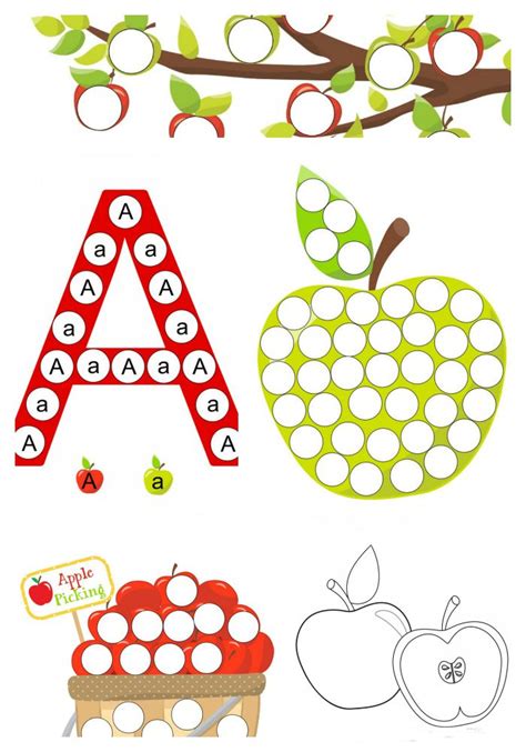 preschool   dot printables    apple