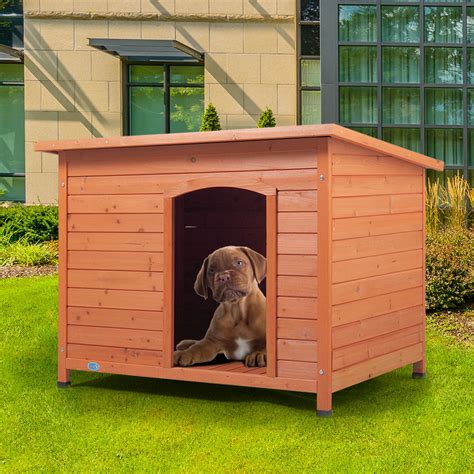 coziwow large wooden dog house pet shelter cage doggie home weather resistant outdoor orange