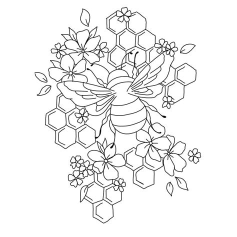 bee  honeycomb coloring book art tattoo design drawings tattoos