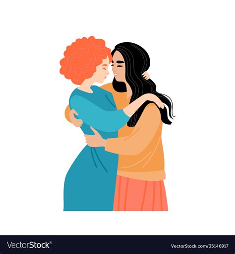 Two Girls Are Hugging Cute Lgbt Couple Royalty Free Vector