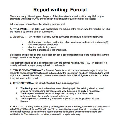 sample report writing format   documents