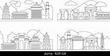 Taipei Taiwan Vector Skyline Outline Illustration City Stock Landmarks Cityscape Isolated Buildings Color Banner Alamy Horizontal Concepts Concept Set Vectors sketch template