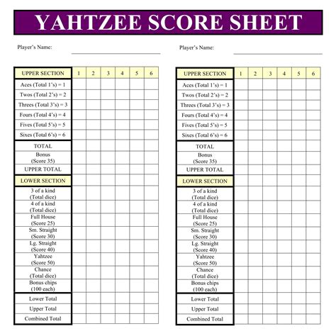 large print yahtzee score sheets yahtzee score sheets  large