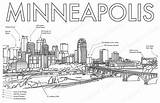 Minneapolis Skyline Coloring Color Printable sketch template