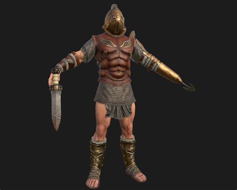 3d model gladiator greek warrior vr ar low poly cgtrader