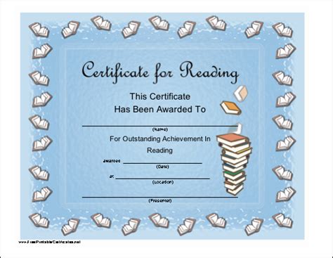 printable reading certificates