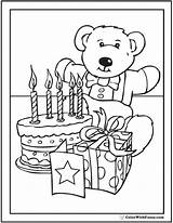 Birthday Coloring Pages Cake Happy Bear Teddy Fifth Party Card Printable Kids Candles Colorwithfuzzy Pdf Theme sketch template