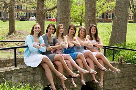 Group Of College Girls Stock Image Image Of Bridge Casual 9331701
