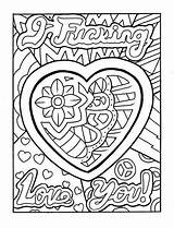 Coloring Pages Adult Swear Word Printable Book Words Hearts Pack Colouring Color Visit Books Quotes Stress Cussing Print Printables Heart sketch template