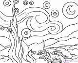 Starry Night Coloring Getcolorings sketch template