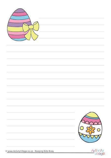 easter eggs writing paper