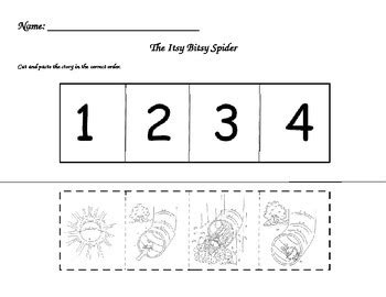 itsy bitsy spider sequence cut  paste  ms ocasio tpt