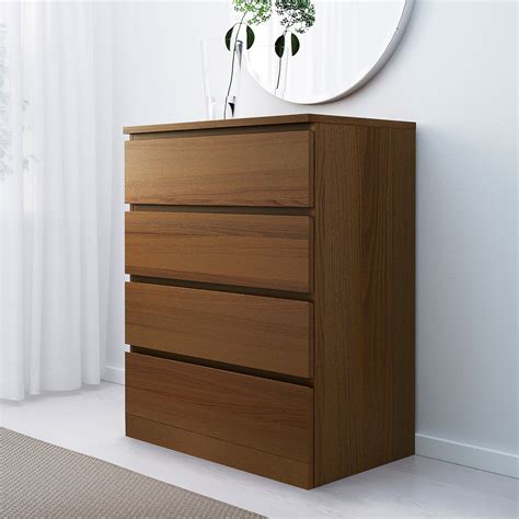 malm chest   drawers brown stained ash veneer ikea