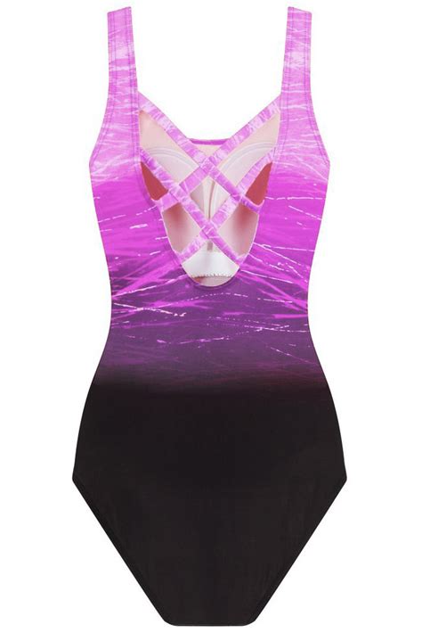 edie women s criss cross back one piece swimsuit purple gradient