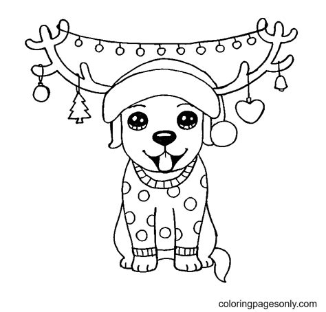 puppy dog christmas  coloring page  printable coloring pages
