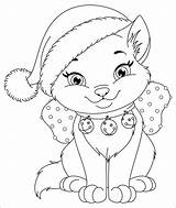 Coloring Cat Christmas Pages Coloringbay sketch template