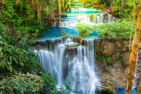 beautiful waterfall in deep forest with sunlight hd picture 06 free download