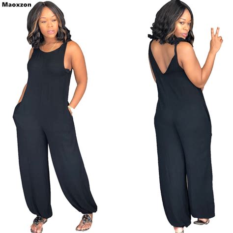 maoxzon women s sexy strap loose jumpsuits rompers black summer