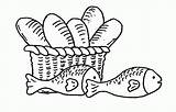 Loaves Fish Fishes Coloring Clipart Pages Two Chleba Five Colouring Bible Szkółka Feeding 성경 공예 Print Rzemiosło Szkice Wycinanki Historia sketch template
