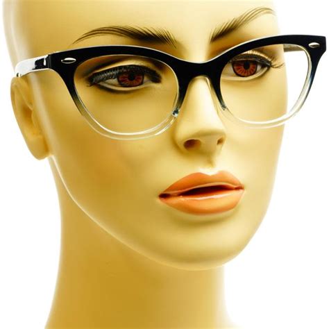womens modern style half tinted clear lens cat eye glasses