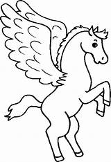 Pegasus Coloring Unicorn Drawing Wings Cute Pages Color Kids Paintingvalley sketch template