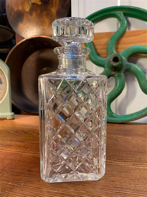Quality Vintage European Bohemian Square Cut Crystal Liquor Decanter