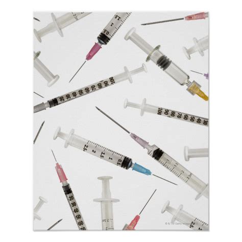 Assortment Of Syringes In Various Sizes And Poster
