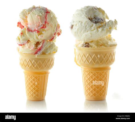 ice cream cons  white background stock photo alamy