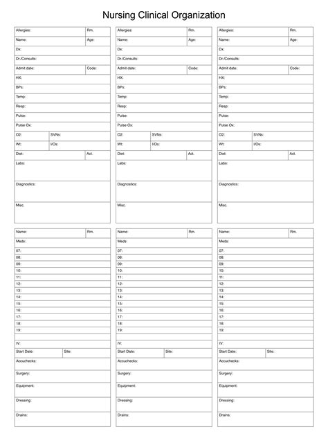 nurse report sheet template