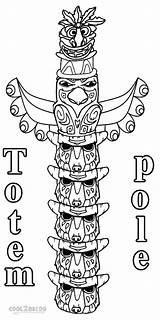 Totem Coloring Pages Pole Kids Printable Poles Templates Cool2bkids Native American Totems sketch template