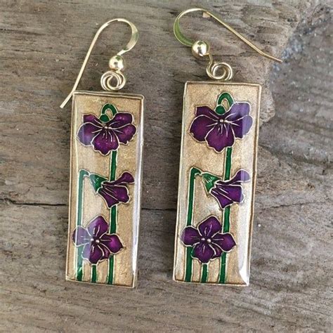 viola odorata violet earrings purple pansy earrings art etsy violet