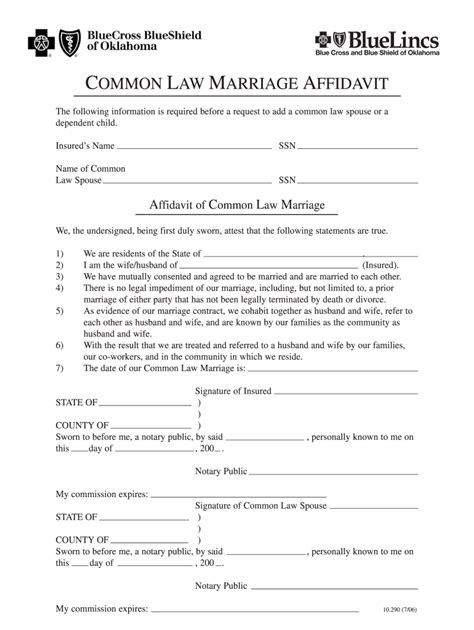 affidavit  common law marriage template