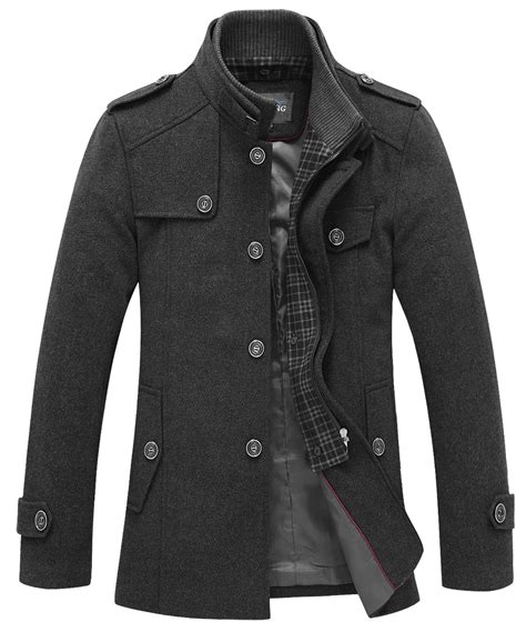 style jackets  men splice wool winter  autumn jacket outdoor mens slim fit thicken