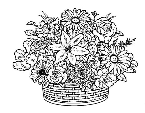 flower collections   basket  flowers coloring pages  place