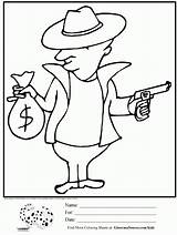 Colouring Pages Coloring Robber Bank Cartoon Burglar Cat Template Kids sketch template