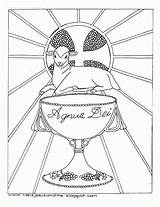Coloring Communion Lamb Agneau Coloriages Corpus Chalice Christi Kolorowanki Baranek Wielkanocny Druku Fronleichnam Ausmalen Blumenteppich Wydrukuj Kolorowankę Zapisano sketch template