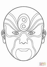 Mask Opera Chinese Coloring Pages Drawing Printable Masks Painting Dragon Asian Paper sketch template