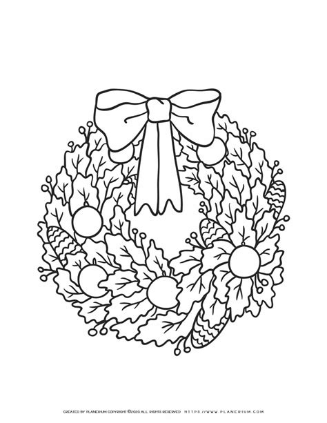 christmas wreath  coloring page planerium