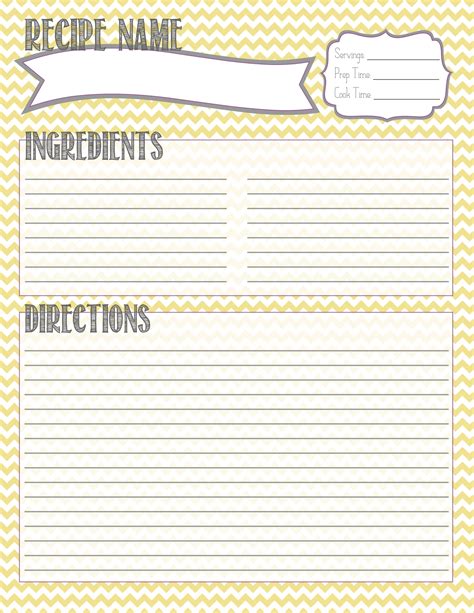 fill  blank printable editable recipe card template