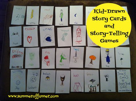 kid drawn story cards story telling games summer  funner